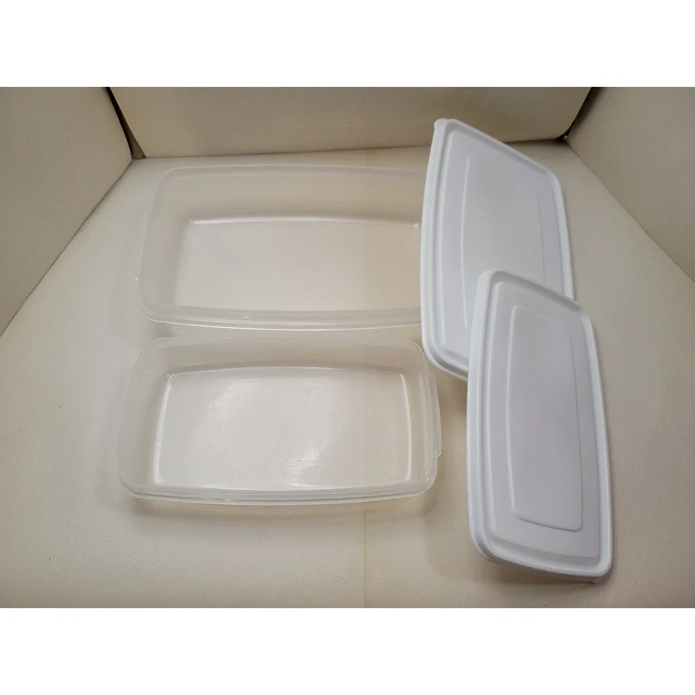 Rubbermaid Vintage Servin Saver 1 #6 Rectangle & 1 #5 Rectangle Container w Lids